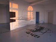 raum-jam #3, verschiedene Klebebänder, Beitrag zur Ausstellung Expandierende Zeichnung, Kunstverein Wilhelmshöhe Ettlingen 2012, © Jörg Mandernach