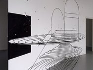raum-jam #3, verschiedene Klebebänder, Beitrag zur Ausstellung Expandierende Zeichnung, Kunstverein Wilhelmshöhe Ettlingen 2012, © Jörg Mandernach